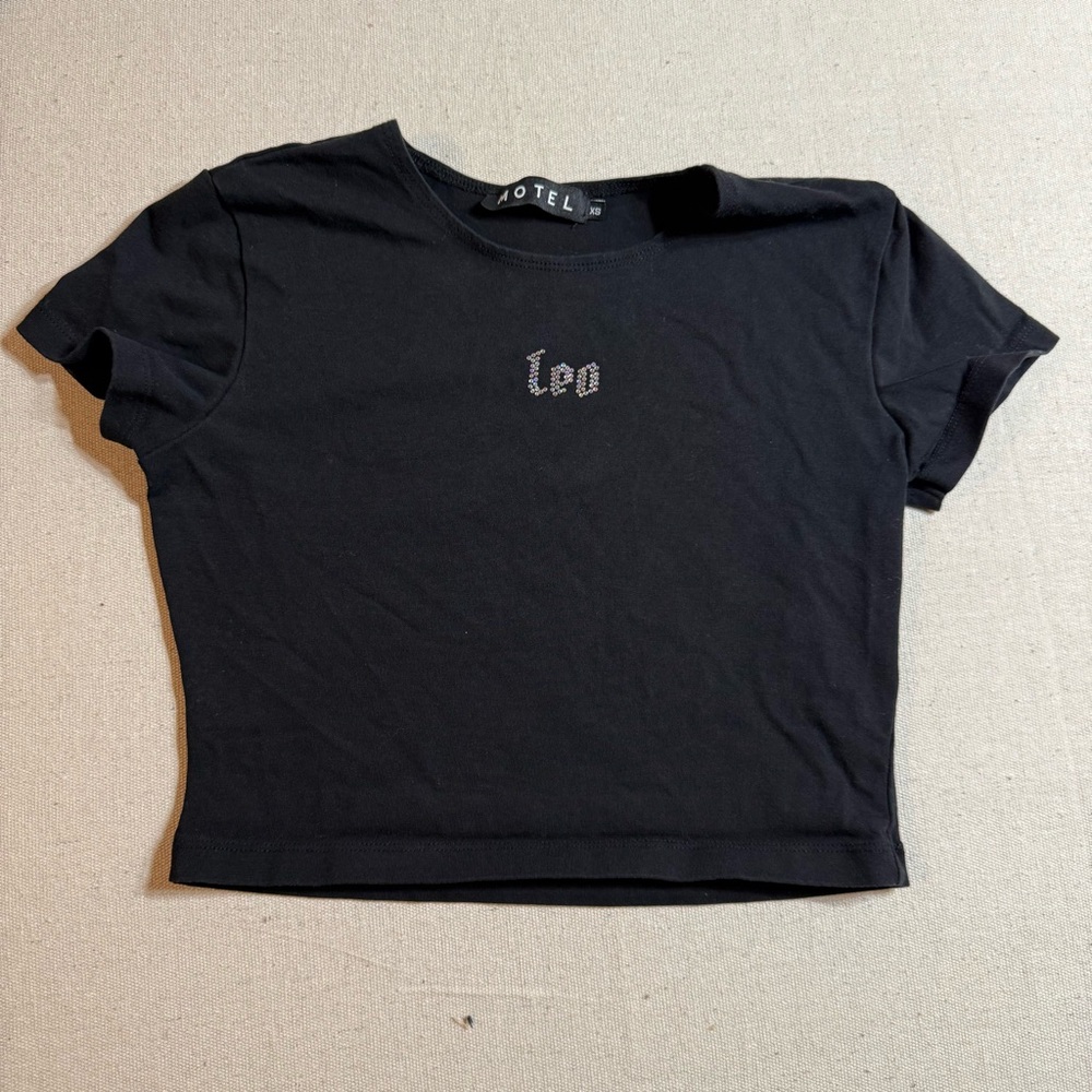 Motel Rocks Black Tee with Beaded Detail